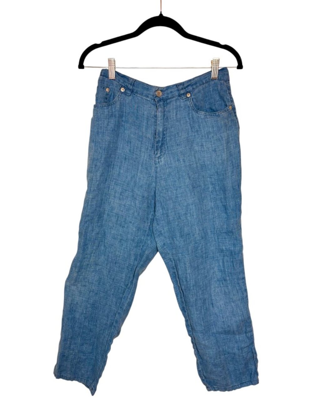 Lauren Ralph Lauren Jeans Co Chambray 100% Linen Capri Pants Coastal Size 10